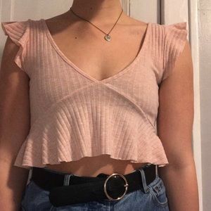 Pink Ruffle Crop Top